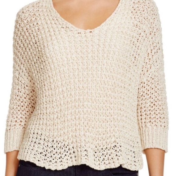 Eileen Fisher Open Stitch Knit Sweater High - Low Hem Cream Medium - Picture 9 of 9